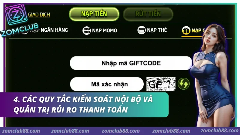 Ô nhập mã GIFTCODE và mã xác nhận trong mục nạp tiền ZomClub