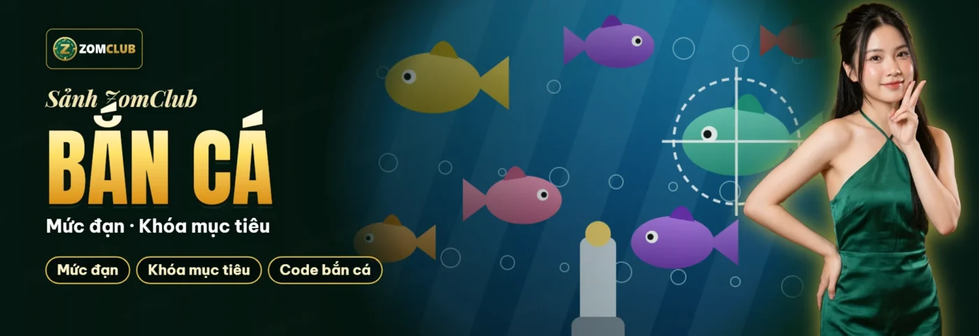 Minh họa khu Bắn Cá ZomClub với đàn cá nhiều màu dưới nước