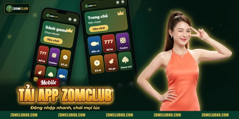 Giao diện ứng dụng ZOMCLUB trên điện thoại