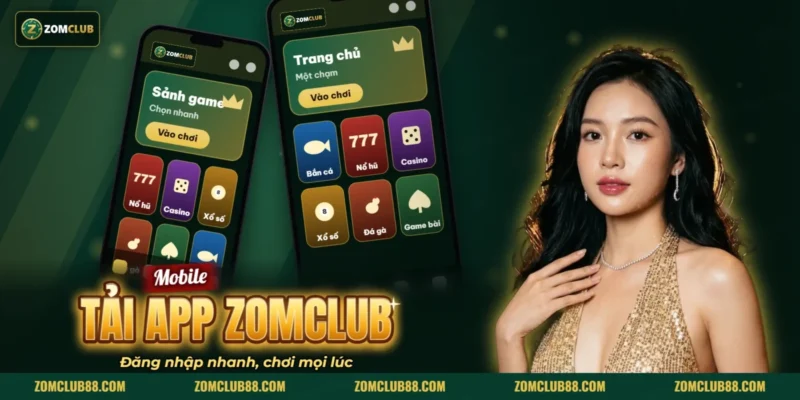 Giao diện ứng dụng ZOMCLUB trên điện thoại